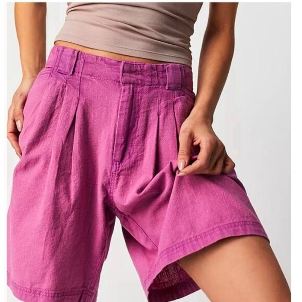 Free People Say So Trouser Shorts Purple Pink Summer Bloom Cotton NWOT Size 2
